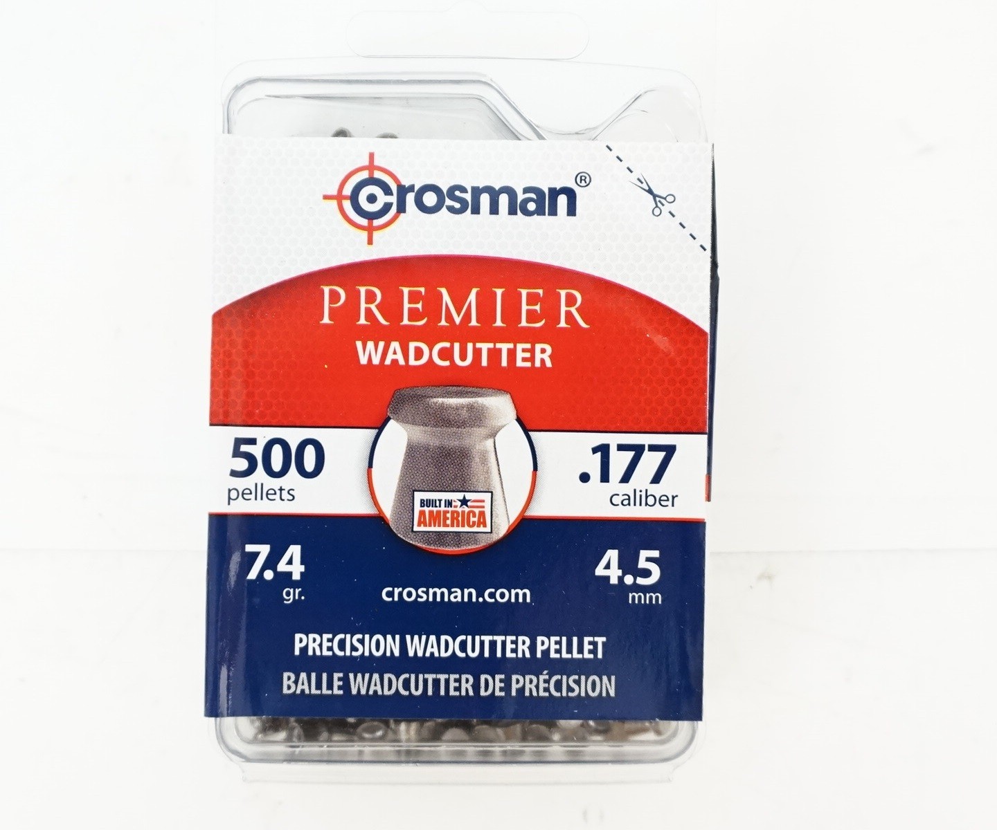 Пули Crosman Wadcutter 4,5 мм, 0,48 грамм, 500 штук