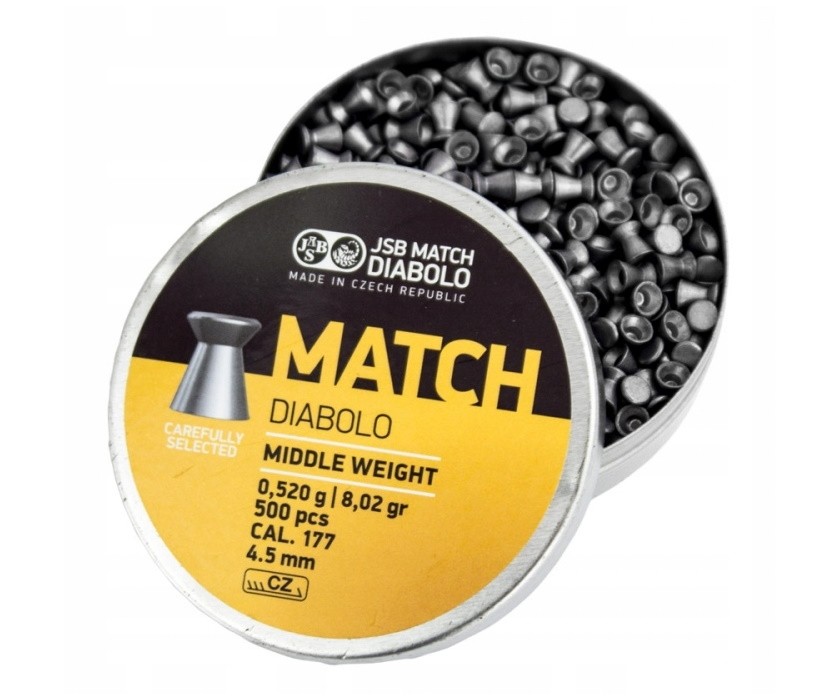 Пули JSB Yellow Match Diabolo Middle 4,5 мм, 0,52 грамм, 500 штук, изображение 2