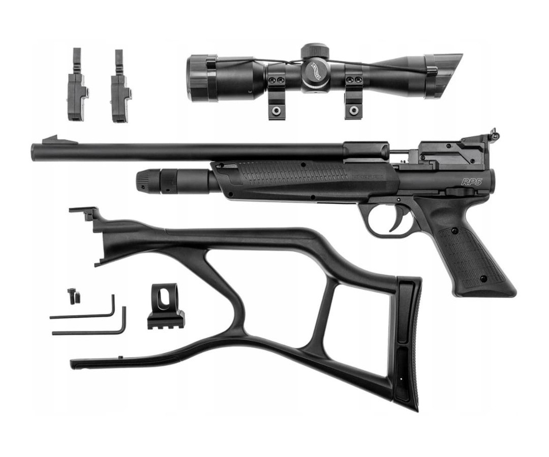 Пневматический пистолет Umarex RP5 (2x12г CO₂) прицел Walther 4x32, съемный приклад