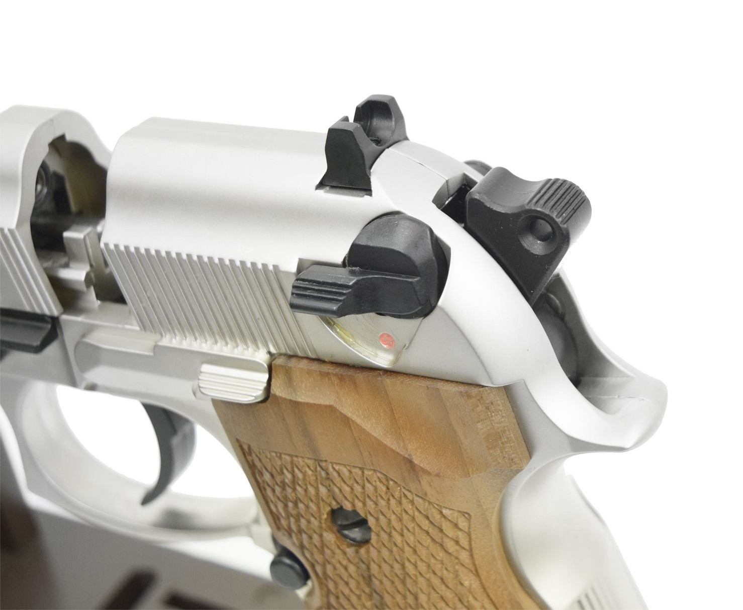 Пневматический пистолет Umarex Beretta M92 FS (никель, дерево), изображение 12