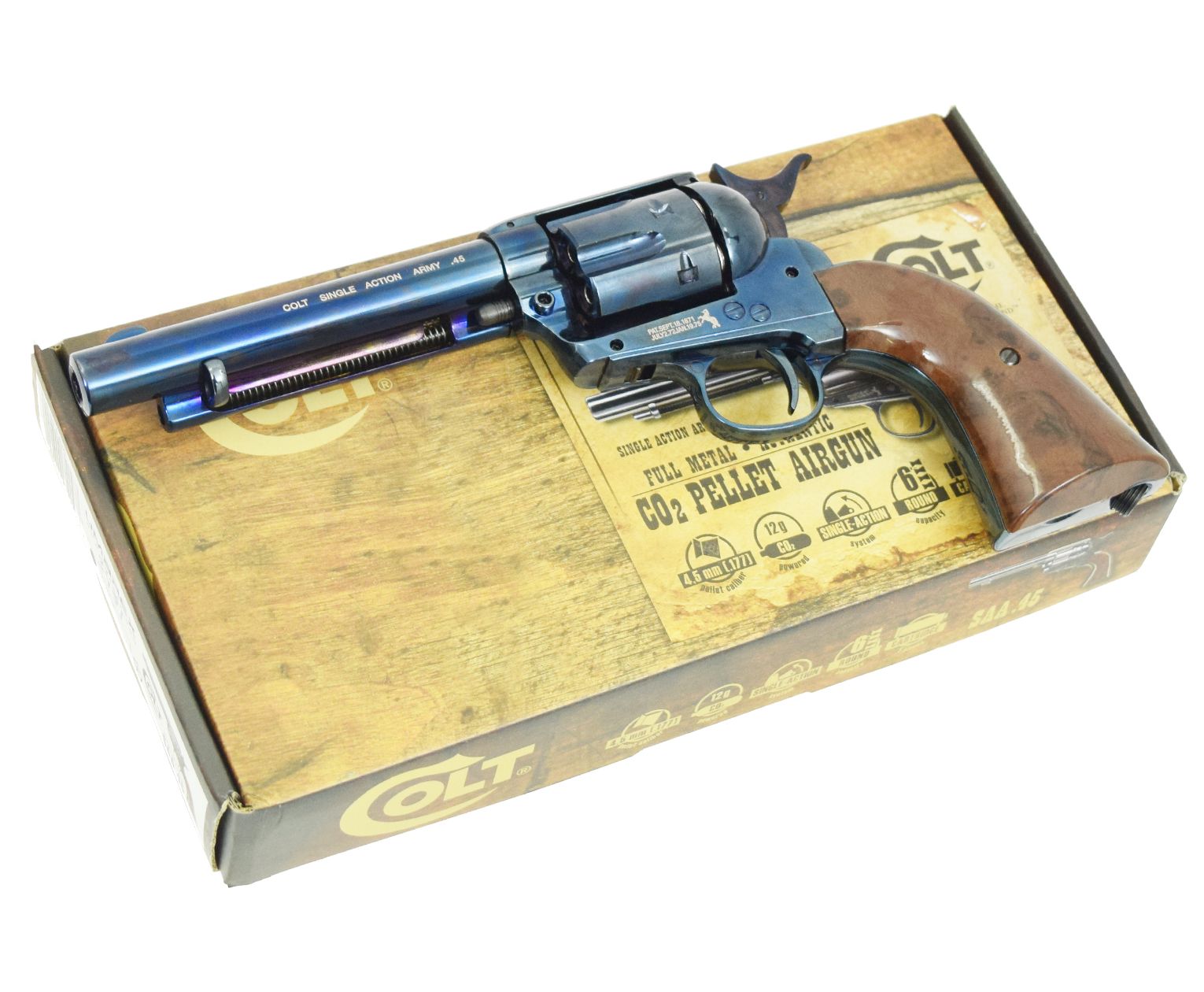 Пневматический револьвер Umarex Colt Single Action Army (SAA) .45 Pellet Blued, пулевой (5,5"), изображение 11